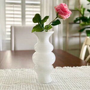 White Hourglass Fluted Vase